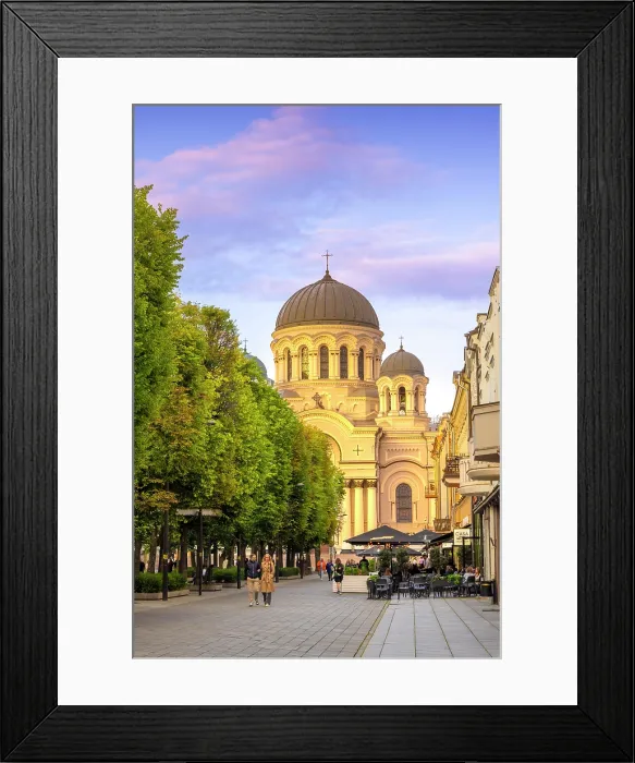Framed Print : Church of St. Michael the Archangel at Dusk, Laisves Avenue, Kaunas, Lithuania