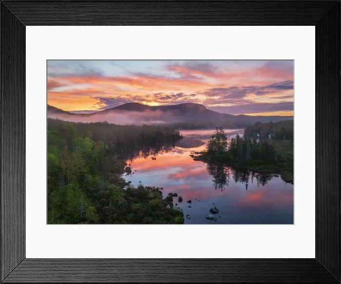 Framed Print : Mountain reflection from Turtlehead Pond at sunrise, Marshfield, Vermont, USA Framed Print : Mountain reflection from Turtlehead Pond at sunrise, Marshfield, Vermont, USA