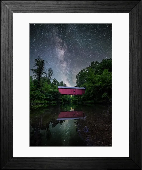 Framed Print : Milky Way over Slaughter House Covered Bridge on Dog River, Green Mountains, Northfield, Vermont, USA Framed Print : Milky Way over Slaughter House Covered Bridge on Dog River, Green Mountains, Northfield, Vermont, USA