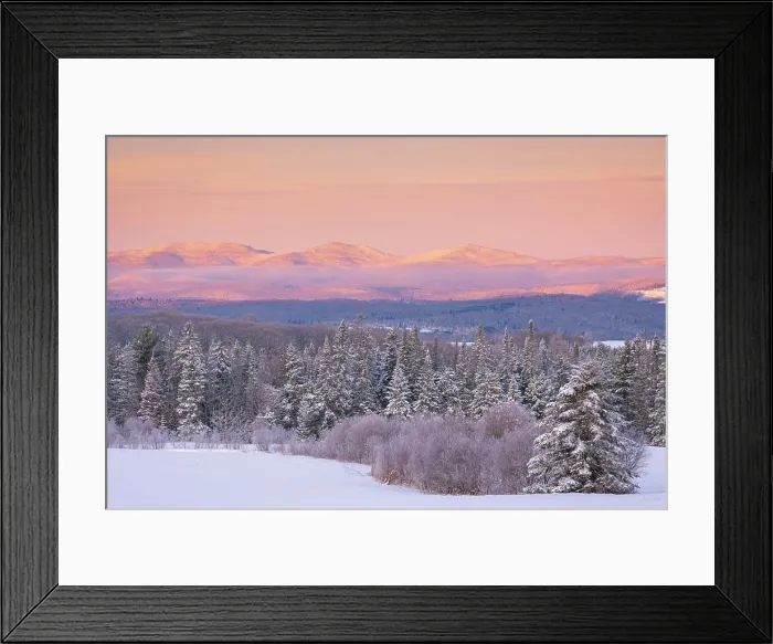 Framed Print : Winter sunrise over the Green Mountains, Cabot, Vermont, USA Framed Print : Winter sunrise over the Green Mountains, Cabot, Vermont, USA