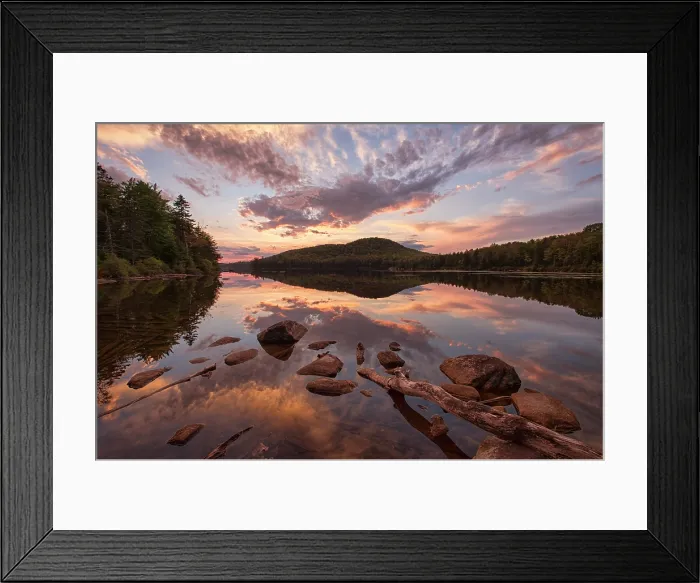 Framed Print : Sunset relfection on Kettle Pond, Groton State Forest, Vermont, USA Framed Print : Sunset relfection on Kettle Pond, Groton State Forest, Vermont, USA