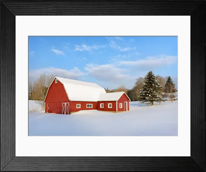 Framed Print : Winter morn over red barn, Green Mountains, Danville, Vermont, USA Framed Print : Winter morn over red barn, Green Mountains, Danville, Vermont, USA