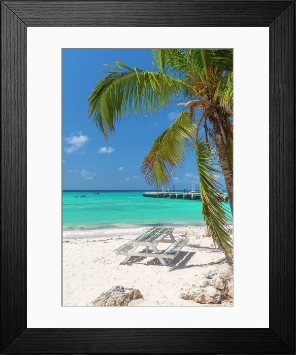 Framed Print : West Indies, Barbados, Christ Church, Oistins, Oistins Beach and Jetty