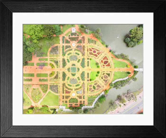Framed Print : Aerial view of the Rosedal Garden (Rose Garden) in springtime, Parque Tres de Febrero, Palermo, Buenos Aires, Argentina