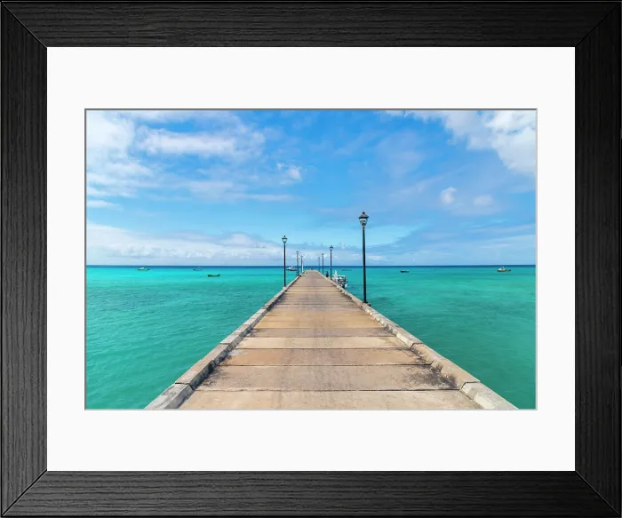 Framed Print : West Indies, Barbados, Christ Church, Oistins, Oistins Beach and Jetty