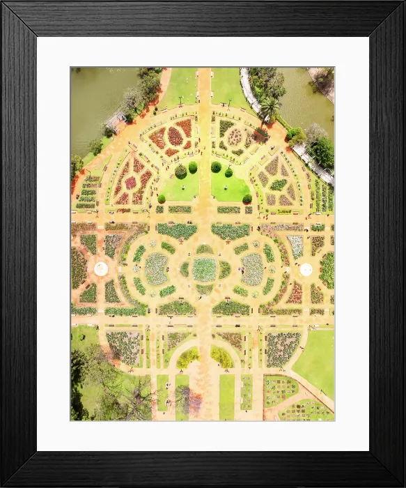 Framed Print : Aerial view of the Rosedal Garden (Rose Garden) in springtime, Parque Tres de Febrero, Palermo, Buenos Aires, Argentina