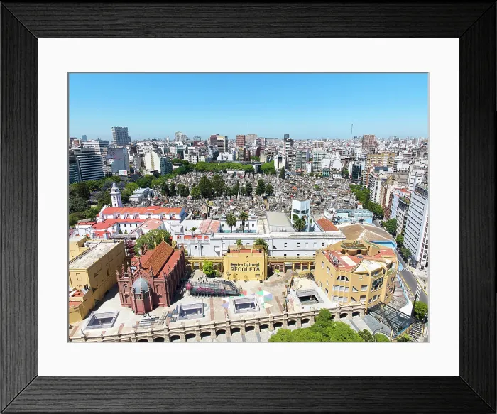 Framed Print : Aerial view of the Recoleta Cemetery and the Basilica Nuestra Senora del Pilar Church, Recoleta, Buenos Aires, Argentina