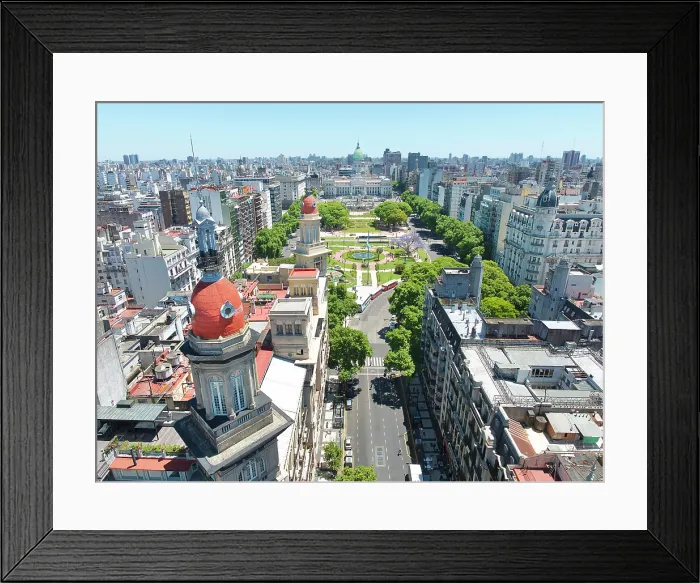 Framed Print : Aerial view of the Argentine National Congress and Congressional Square from Avenida de Mayo with La Inmobiliaria building in foreground, Monserrat, Buenos Aires, Argentina Framed Print : Aerial view of the Argentine National Congress and Congressional Square from Avenida de Mayo with La Inmobiliaria building in foreground, Monserrat, Buenos Aires, Argentina