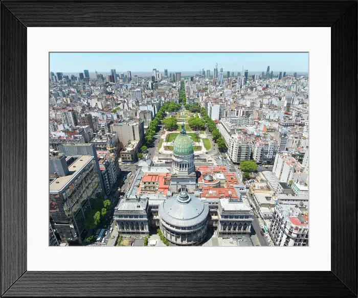 Framed Print : Aerial view of the Argentine National Congress and Plaza del Congreso square, Monserrat, Buenos Aires, Argentina