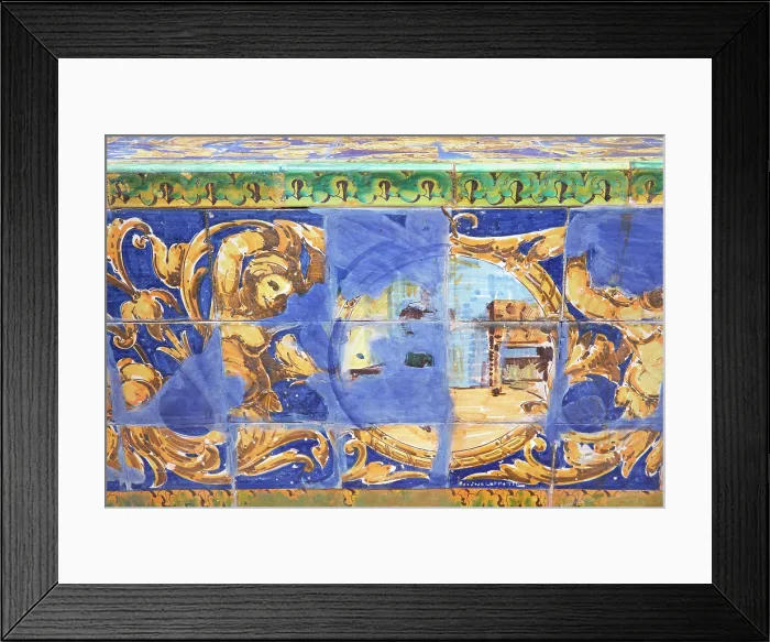 Framed Print : Painted Spanish ceramic tiles in the Andalusian Patio (Patio Andaluz) of the Rosedal Garden, Parque Tres de Febrero, Palermo, Buenos Aires, Argentina Framed Print : Painted Spanish ceramic tiles in the Andalusian Patio (Patio Andaluz) of the Rosedal Garden, Parque Tres de Febrero, Palermo, Buenos Aires, Argentina
