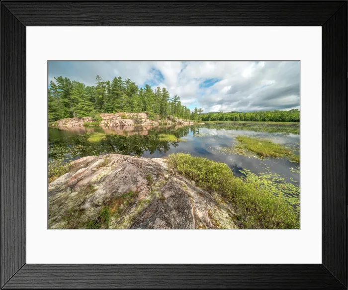 Framed Print : Pink Granite outcrops at small lake in Killarney Provincial Park, Ontario, Canada Framed Print : Pink Granite outcrops at small lake in Killarney Provincial Park, Ontario, Canada