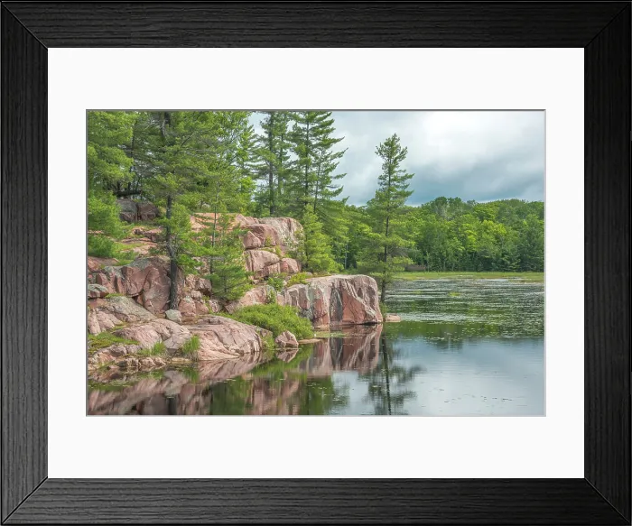 Framed Print : Pink Granite outcrops at small lake in Killarney Provincial Park, Ontario, Canada Framed Print : Pink Granite outcrops at small lake in Killarney Provincial Park, Ontario, Canada