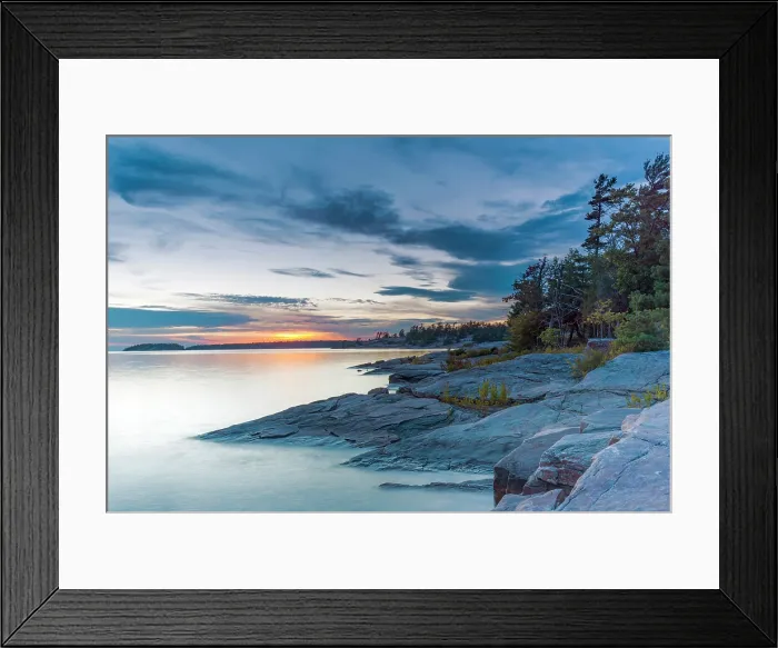 Framed Print : Sunset on Georgian Bay on Lake Huron at Killbear Provincial Park, Ontario, Canada Framed Print : Sunset on Georgian Bay on Lake Huron at Killbear Provincial Park, Ontario, Canada