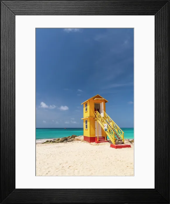 Framed Print : West Indies, Barbados, Christ Church, Oistinsm, Miami or Enterprise Beach, Lifeguard Lookout Hut