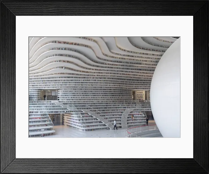 Framed Print : Interior of Binhai Library, Tianjin, China