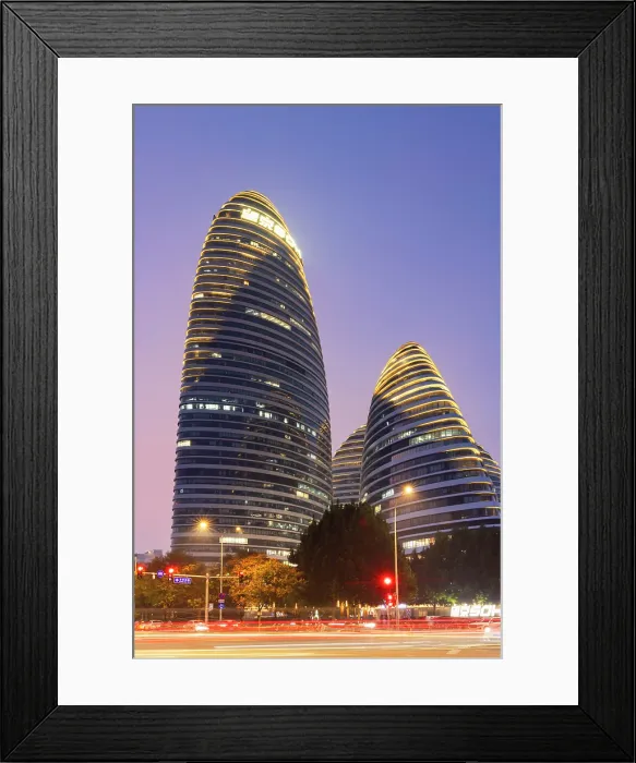 Framed Print : Wangjing SOHO complex at dusk, Chaoyang, Beijing, China Framed Print : Wangjing SOHO complex at dusk, Chaoyang, Beijing, China