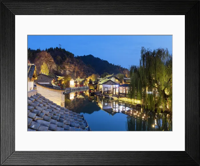 Framed Print : Gubei Water Town at dusk, Simatai, Beijing, China Framed Print : Gubei Water Town at dusk, Simatai, Beijing, China