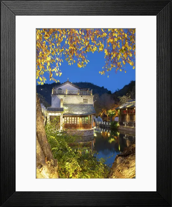 Framed Print : Gubei Water Town at dusk, Simatai, Beijing, China