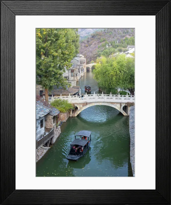 Framed Print : Boats on canal in Gubei Water Town, Simatai, Beijing, China Framed Print : Boats on canal in Gubei Water Town, Simatai, Beijing, China