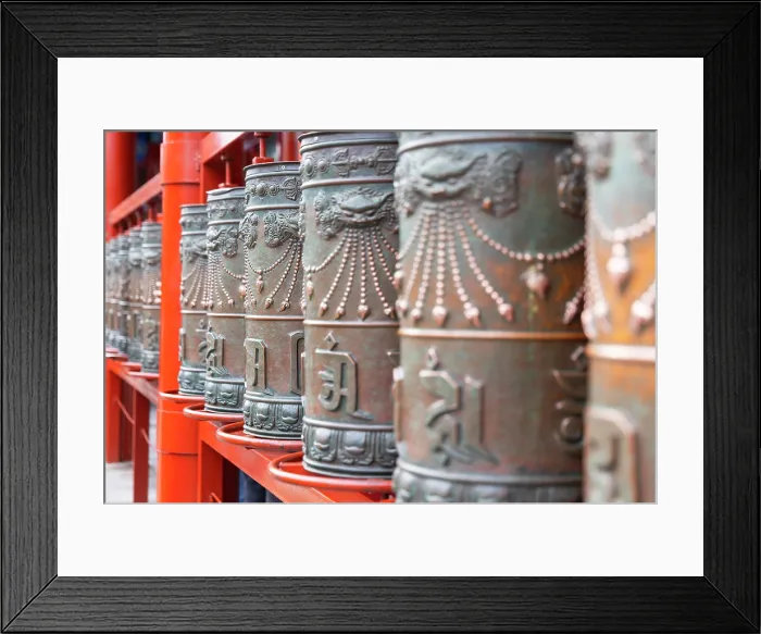 Framed Print : Prayer wheels at Prince Gong's Mansion at Qianhai Lake, Beijing, China Framed Print : Prayer wheels at Prince Gong's Mansion at Qianhai Lake, Beijing, China