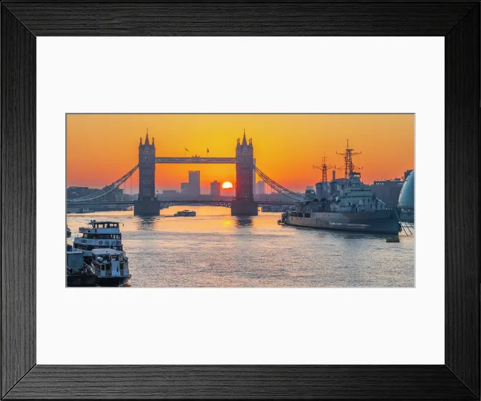Framed Print : UK, England, London, Tower Bridge and HMS Belfast at sunrise Framed Print : UK, England, London, Tower Bridge and HMS Belfast at sunrise