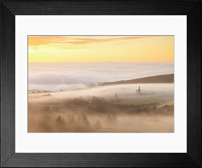 Framed Print : Mist shrouded landscape with tin mine ruins at dawn, Minions, Bodmin Moor, Cornwall, England. Autumn (September) 2025 Framed Print : Mist shrouded landscape with tin mine ruins at dawn, Minions, Bodmin Moor, Cornwall, England. Autumn (September) 2025