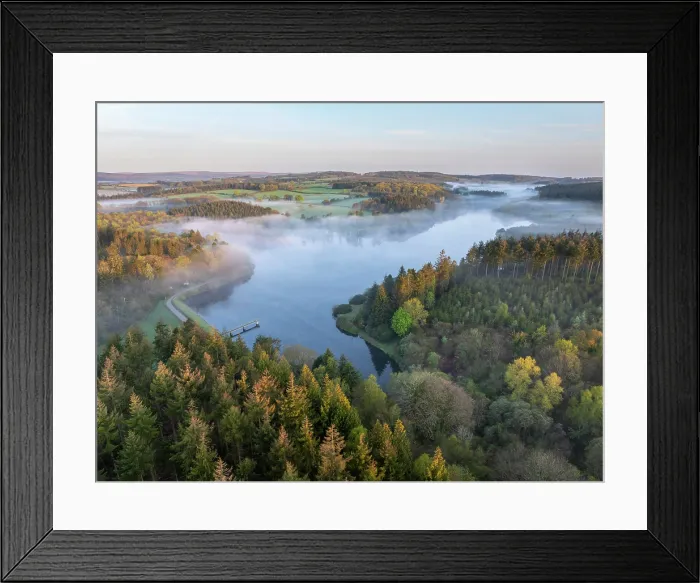 Framed Print : Aerial view of Kennick Reservoir on a misty morning in Dartmoor National Park, Devon, England. Spring (April) 2025 Framed Print : Aerial view of Kennick Reservoir on a misty morning in Dartmoor National Park, Devon, England. Spring (April) 2025