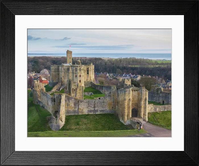 Framed Print : Aerial view of Warkworth Castle in Northumberland, England. Winter (March) 2025 Framed Print : Aerial view of Warkworth Castle in Northumberland, England. Winter (March) 2025