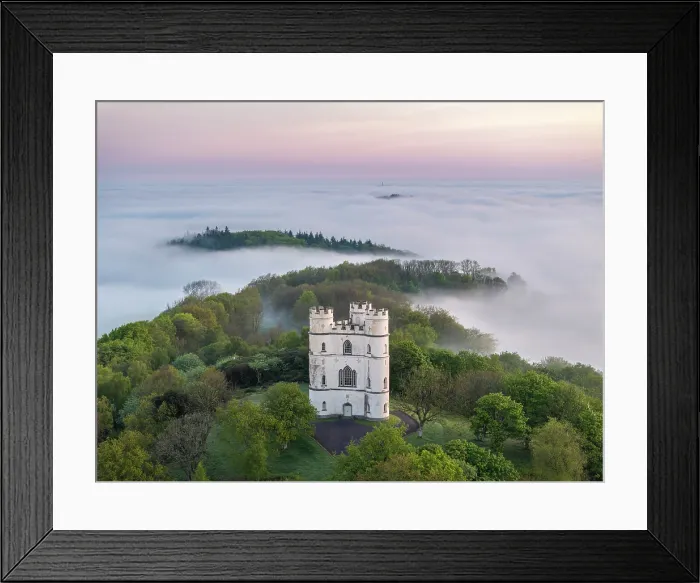 Framed Print : Aerial view of Haldon Belvedere (Lawrence Castle) folly at dawn, Devon, England Framed Print : Aerial view of Haldon Belvedere (Lawrence Castle) folly at dawn, Devon, England