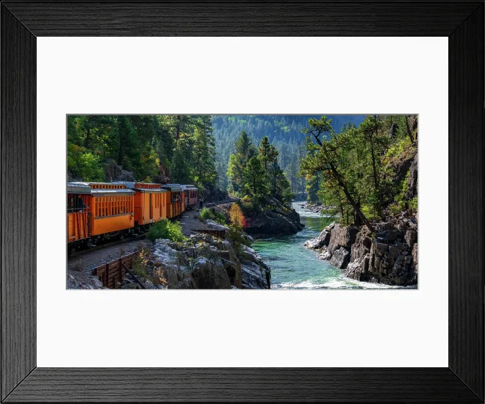 Framed Print : USA, Colorado, Animas Canyon, Animas River, Durango and Silverton Narrow Gauge Railroad