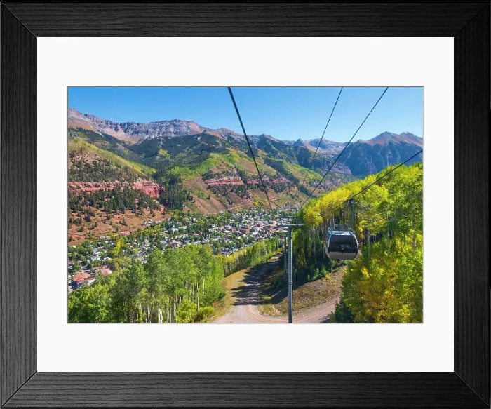 Framed Print : USA, Colorado, Telluride viewed from the Mountain Village Gondola or Cable Car Framed Print : USA, Colorado, Telluride viewed from the Mountain Village Gondola or Cable Car