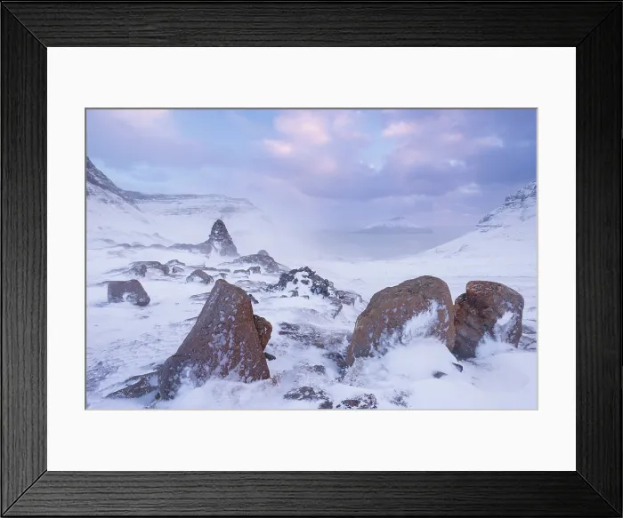 Framed Print : Snow and ice at the Nordadalsskard mountain pass on the island of Streymoy in the Faroe Islands, Denmark, Europe. Winter (March) 2015 Framed Print : Snow and ice at the Nordadalsskard mountain pass on the island of Streymoy in the Faroe Islands, Denmark, Europe. Winter (March) 2015