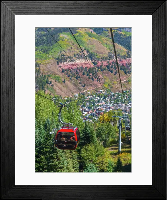 Framed Print : USA, Colorado, Telluride viewed from the Mountain Village Gondola or Cable Car