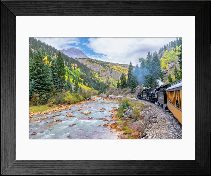 Framed Print : USA, Colorado, Animas Canyon, Animas River, Durango and Silverton Narrow Gauge Railroad