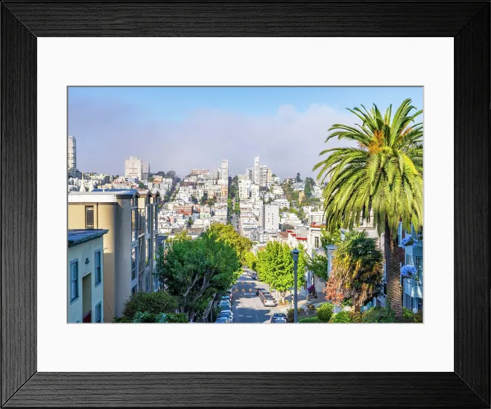 Framed Print : Hilly Streets in North Beach District, San Francisco, California, USA Framed Print : Hilly Streets in North Beach District, San Francisco, California, USA