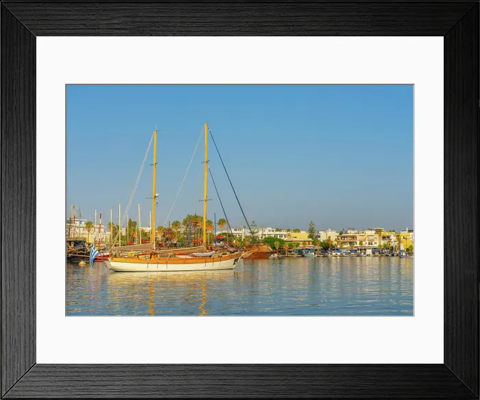 Framed Print : Greece, Dodecanese, Kos Island, Kos Town, boats moored in harbour Framed Print : Greece, Dodecanese, Kos Island, Kos Town, boats moored in harbour