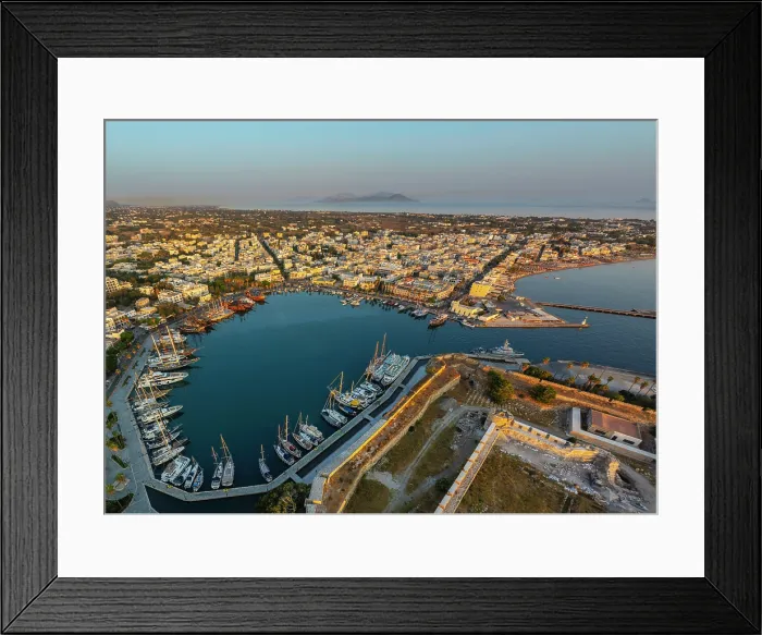 Framed Print : Greece, Dodecanese, Kos Island, Kos Town, and harbour Framed Print : Greece, Dodecanese, Kos Island, Kos Town, and harbour