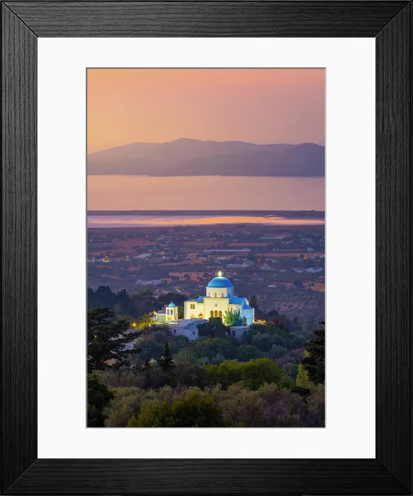 Framed Print : Greece, Dodecanese, Kos Island, Zia, Church of Kímissis tis Theotokou, overview at dusk Framed Print : Greece, Dodecanese, Kos Island, Zia, Church of Kímissis tis Theotokou, overview at dusk