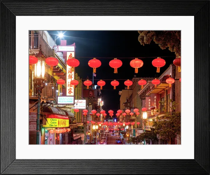 Framed Print : Streets of China Town at Night, San Francisco, California, USA