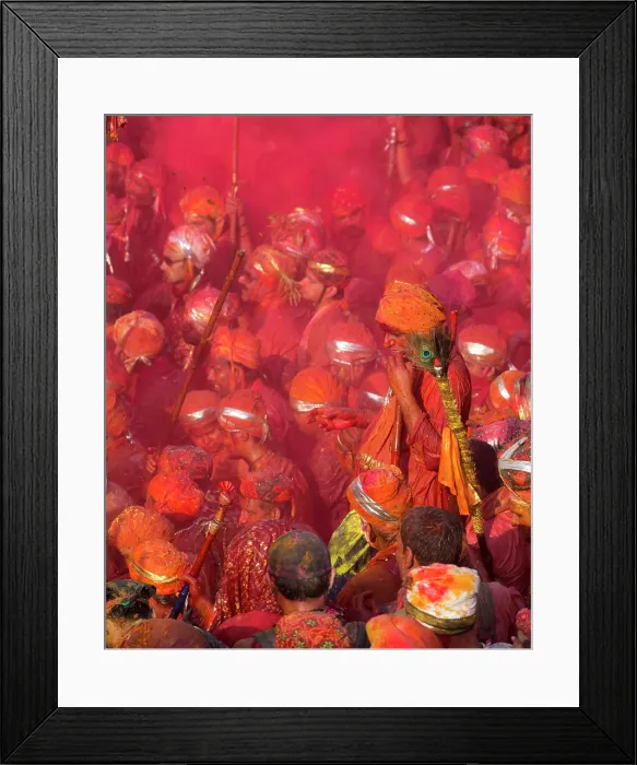 Framed Print : India, Uttar Pradesh, Mathura, Barsana, Celebrants at the Holi Festival of Colours Framed Print : India, Uttar Pradesh, Mathura, Barsana, Celebrants at the Holi Festival of Colours