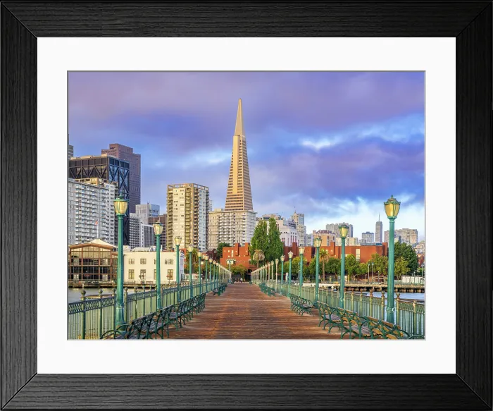 Framed Print : Pier 7 at Sunrise Embarcadero, San Francisco, California, USA