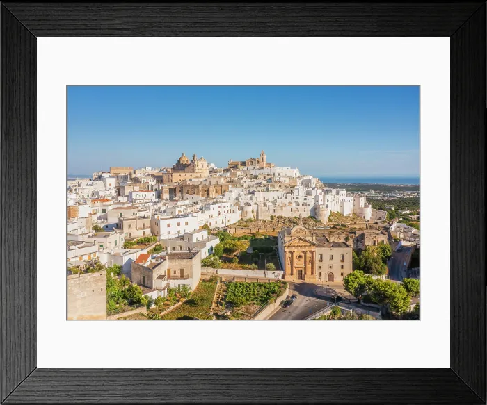 Framed Print : Aerial view of Ostuni, also known as the withe city. province of Brindisi, Apulia, Italy Framed Print : Aerial view of Ostuni, also known as the withe city. province of Brindisi, Apulia, Italy