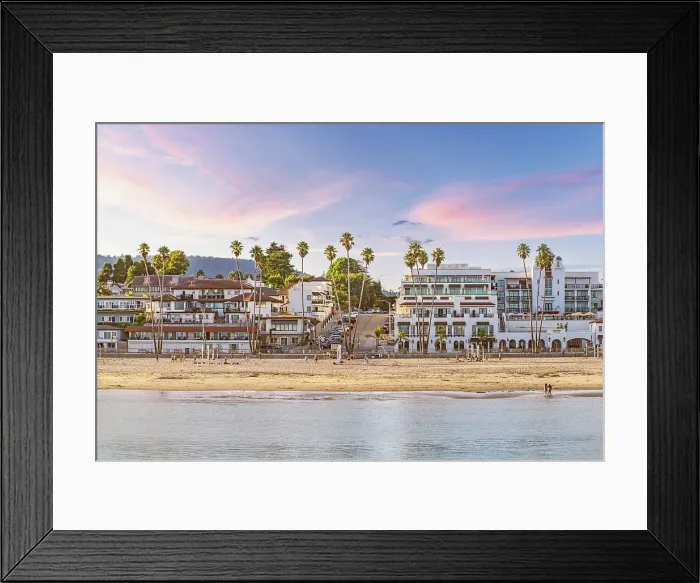 Framed Print : Santa Cruz and the Beach framed with Palm Trees, California, USA Framed Print : Santa Cruz and the Beach framed with Palm Trees, California, USA