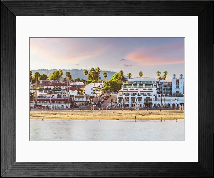 Framed Print : Santa Cruz and the Beach framed with Palm Trees, California, USA Framed Print : Santa Cruz and the Beach framed with Palm Trees, California, USA