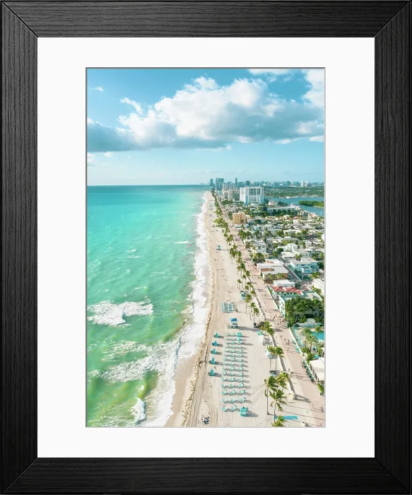 Framed Print : Aerial view over Hollywood Beach, Miami, Florida, USA Framed Print : Aerial view over Hollywood Beach, Miami, Florida, USA