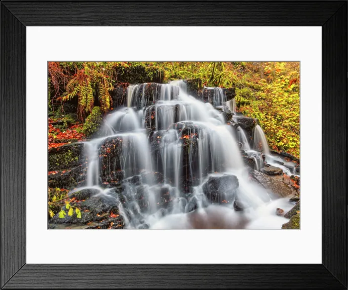 Framed Print : Cascading Waterfall, Birks of Aberfeldy in Autumn, Perthshire, Scotland Framed Print : Cascading Waterfall, Birks of Aberfeldy in Autumn, Perthshire, Scotland