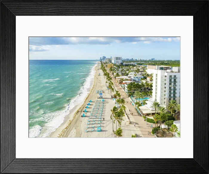 Framed Print : Aerial view over Hollywood Beach, Miami, Florida, USA Framed Print : Aerial view over Hollywood Beach, Miami, Florida, USA