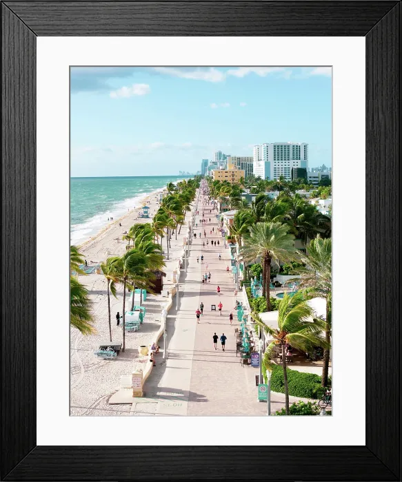 Framed Print : Aerial view over Hollywood Beach, Miami, Florida, USA