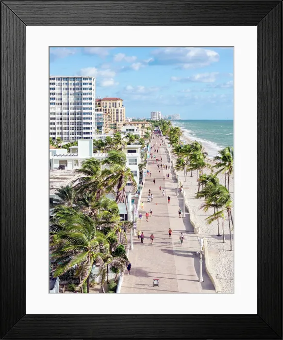 Framed Print : Aerial view over Hollywood Beach, Miami, Florida, USA Framed Print : Aerial view over Hollywood Beach, Miami, Florida, USA