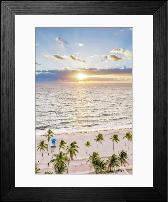 Framed Print : Aerial view over Hollywood Beach, Miami, Florida, USA Framed Print : Aerial view over Hollywood Beach, Miami, Florida, USA